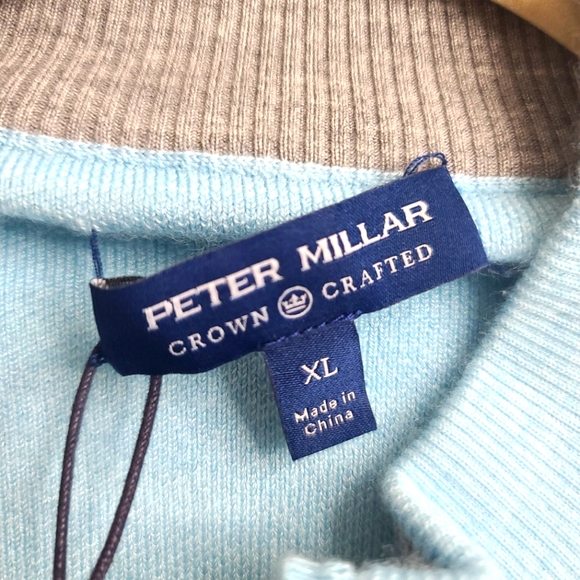 PETER MILLAR Crown Crafted Men's Victory Cashmere-Silk Quarter-Zip Blue … - Picture 7 of 11